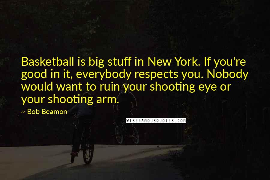 Bob Beamon Quotes: Basketball is big stuff in New York. If you're good in it, everybody respects you. Nobody would want to ruin your shooting eye or your shooting arm.