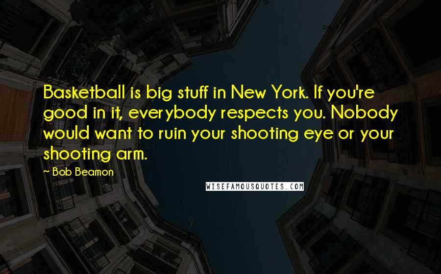 Bob Beamon Quotes: Basketball is big stuff in New York. If you're good in it, everybody respects you. Nobody would want to ruin your shooting eye or your shooting arm.