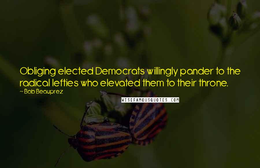 Bob Beauprez Quotes: Obliging elected Democrats willingly pander to the radical lefties who elevated them to their throne.