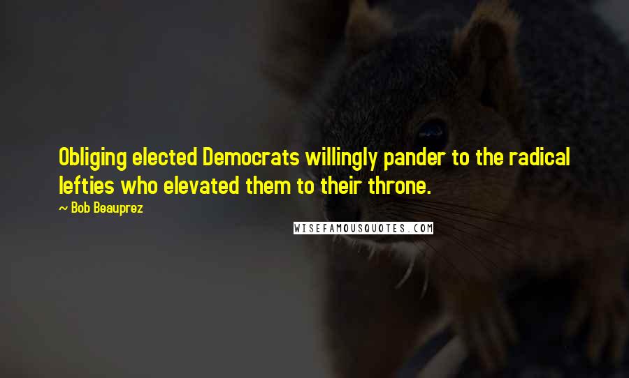 Bob Beauprez Quotes: Obliging elected Democrats willingly pander to the radical lefties who elevated them to their throne.