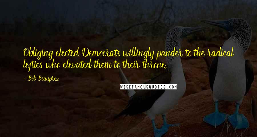 Bob Beauprez Quotes: Obliging elected Democrats willingly pander to the radical lefties who elevated them to their throne.