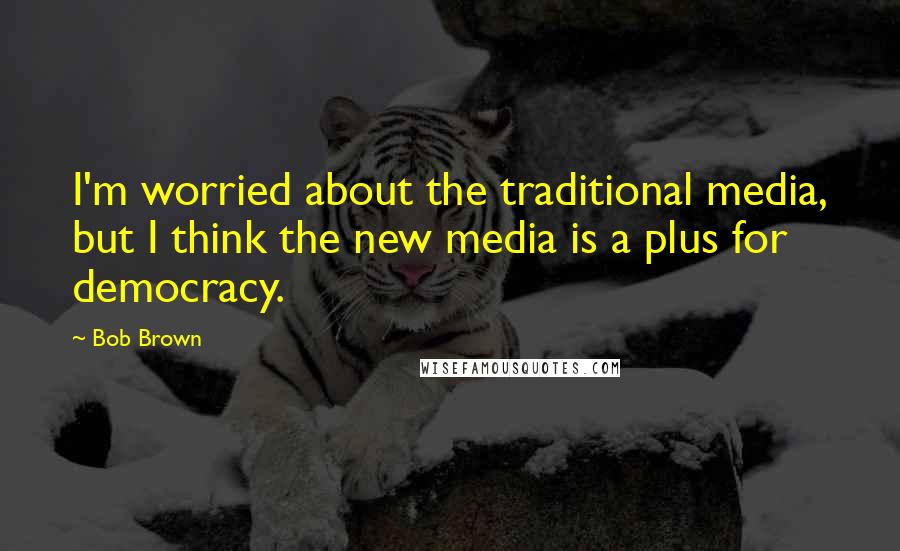 Bob Brown Quotes: I'm worried about the traditional media, but I think the new media is a plus for democracy.