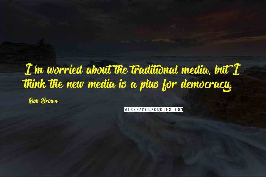 Bob Brown Quotes: I'm worried about the traditional media, but I think the new media is a plus for democracy.