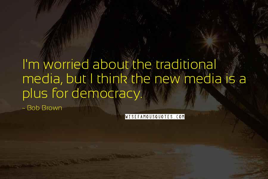 Bob Brown Quotes: I'm worried about the traditional media, but I think the new media is a plus for democracy.
