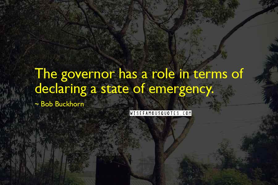 Bob Buckhorn Quotes: The governor has a role in terms of declaring a state of emergency.