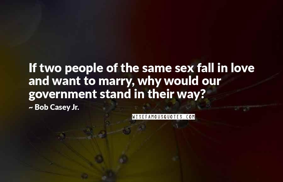 Bob Casey Jr. Quotes: If two people of the same sex fall in love and want to marry, why would our government stand in their way?