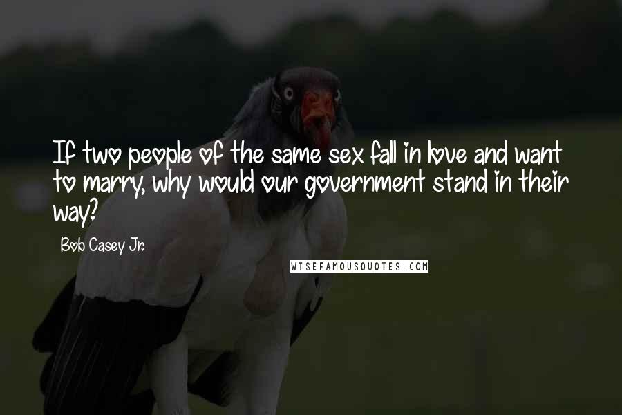 Bob Casey Jr. Quotes: If two people of the same sex fall in love and want to marry, why would our government stand in their way?