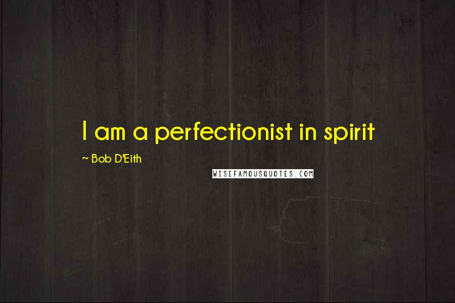 Bob D'Eith Quotes: I am a perfectionist in spirit