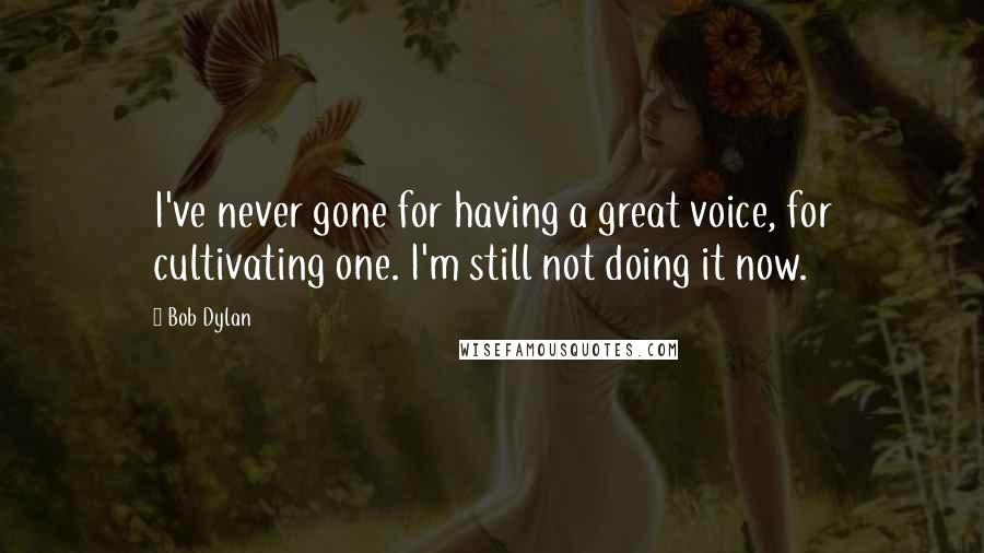 Bob Dylan Quotes: I've never gone for having a great voice, for cultivating one. I'm still not doing it now.