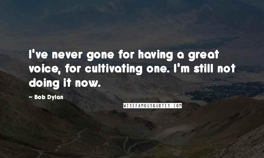 Bob Dylan Quotes: I've never gone for having a great voice, for cultivating one. I'm still not doing it now.