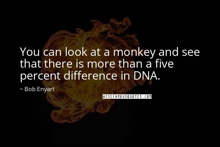 Bob Enyart Quotes: You can look at a monkey and see that there is more than a five percent difference in DNA.