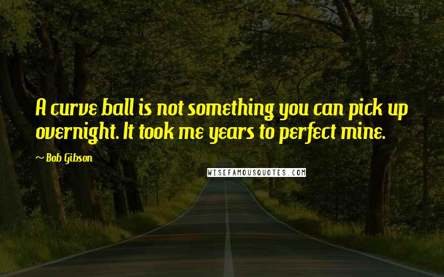 Bob Gibson Quotes: A curve ball is not something you can pick up overnight. It took me years to perfect mine.