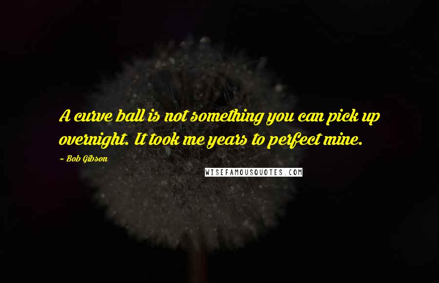 Bob Gibson Quotes: A curve ball is not something you can pick up overnight. It took me years to perfect mine.