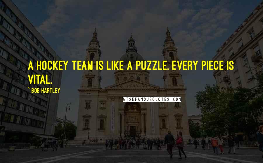 Bob Hartley Quotes: A hockey team is like a puzzle. Every piece is vital.