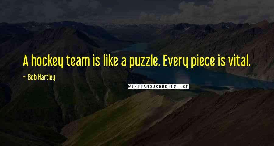 Bob Hartley Quotes: A hockey team is like a puzzle. Every piece is vital.