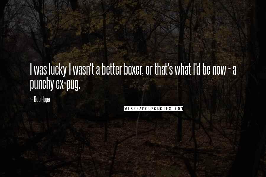 Bob Hope Quotes: I was lucky I wasn't a better boxer, or that's what I'd be now - a punchy ex-pug.