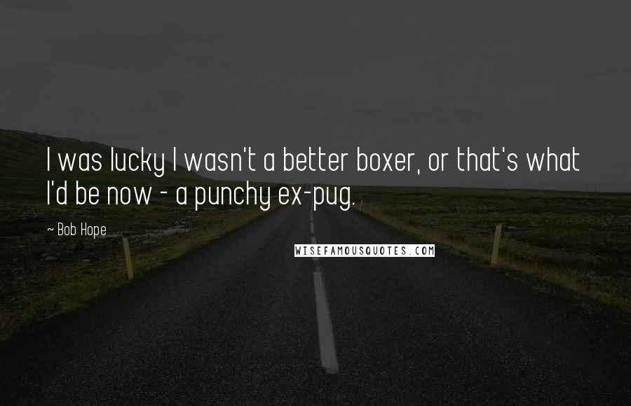 Bob Hope Quotes: I was lucky I wasn't a better boxer, or that's what I'd be now - a punchy ex-pug.
