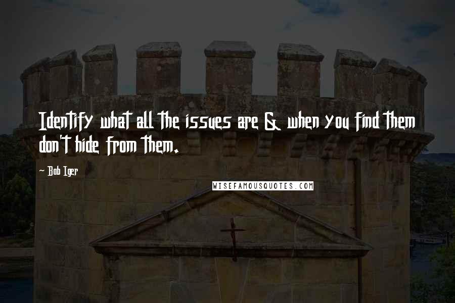 Bob Iger Quotes: Identify what all the issues are & when you find them don't hide from them.