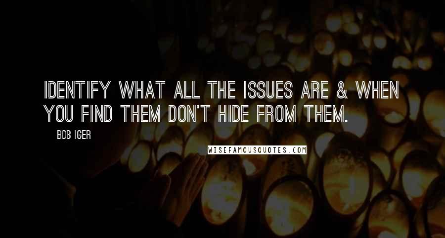 Bob Iger Quotes: Identify what all the issues are & when you find them don't hide from them.