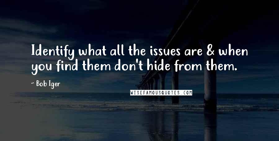 Bob Iger Quotes: Identify what all the issues are & when you find them don't hide from them.