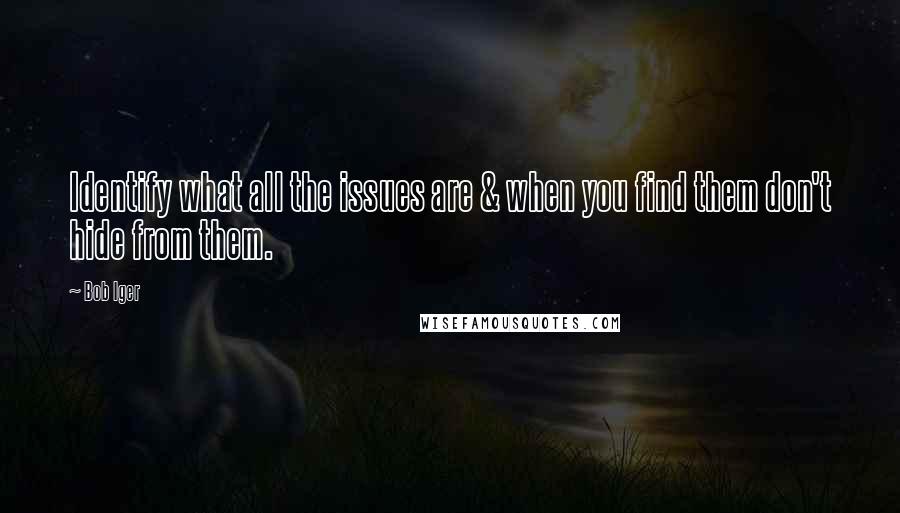 Bob Iger Quotes: Identify what all the issues are & when you find them don't hide from them.