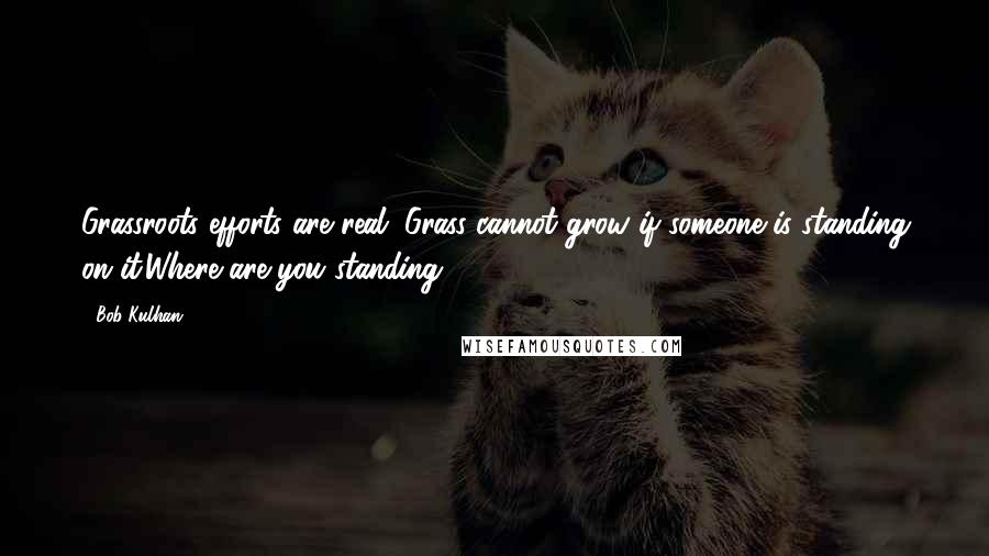Bob Kulhan Quotes: Grassroots efforts are real. Grass cannot grow if someone is standing on it.Where are you standing?