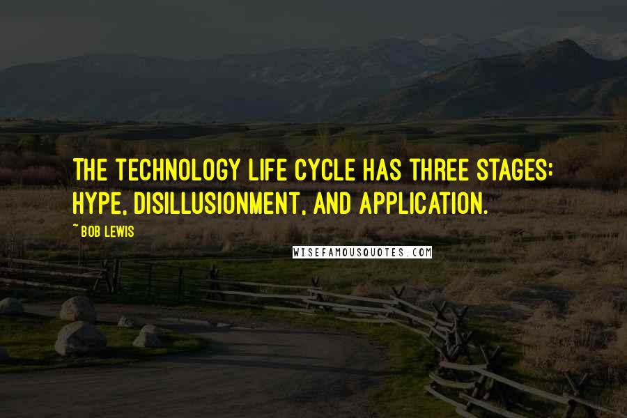 Bob Lewis Quotes: The technology life cycle has three stages: Hype, disillusionment, and application.