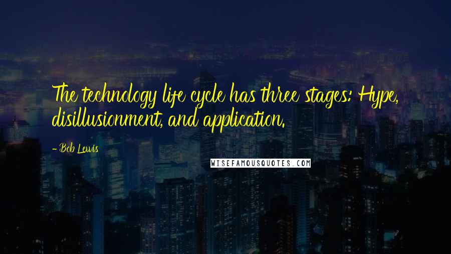 Bob Lewis Quotes: The technology life cycle has three stages: Hype, disillusionment, and application.