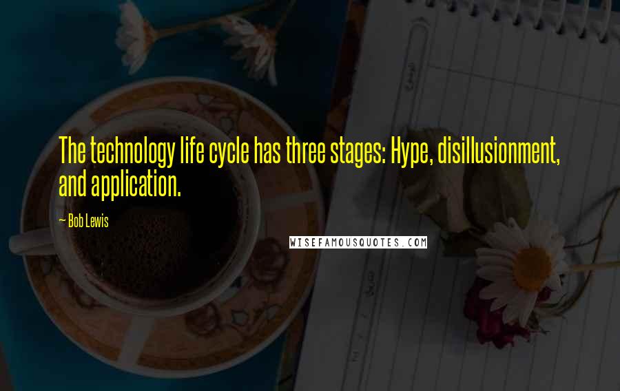 Bob Lewis Quotes: The technology life cycle has three stages: Hype, disillusionment, and application.