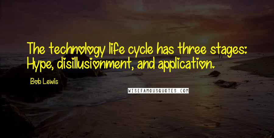 Bob Lewis Quotes: The technology life cycle has three stages: Hype, disillusionment, and application.