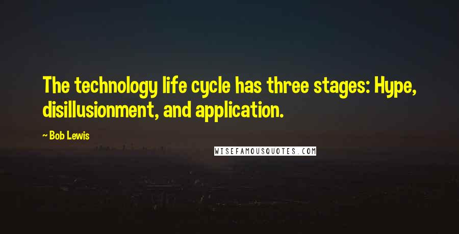 Bob Lewis Quotes: The technology life cycle has three stages: Hype, disillusionment, and application.