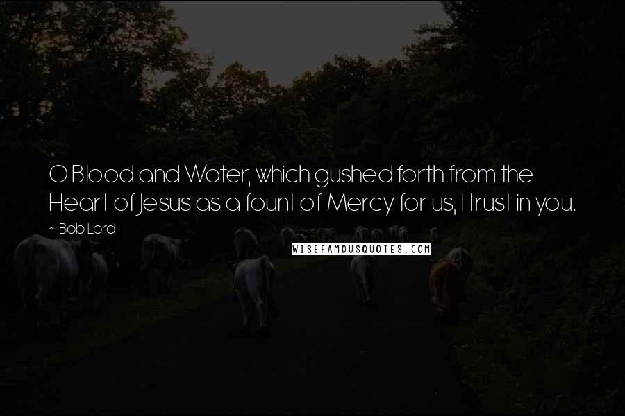 Bob Lord Quotes: O Blood and Water, which gushed forth from the Heart of Jesus as a fount of Mercy for us, I trust in you.