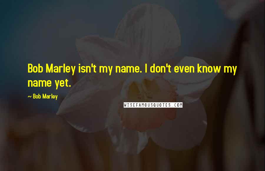 Bob Marley Quotes: Bob Marley isn't my name. I don't even know my name yet.