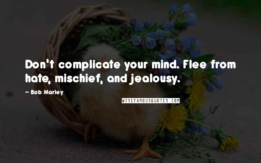 Bob Marley Quotes: Don't complicate your mind. Flee from hate, mischief, and jealousy.