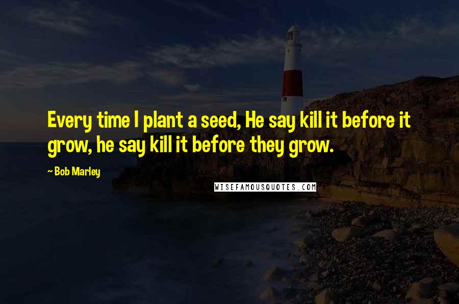 Bob Marley Quotes: Every time I plant a seed, He say kill it before it grow, he say kill it before they grow.