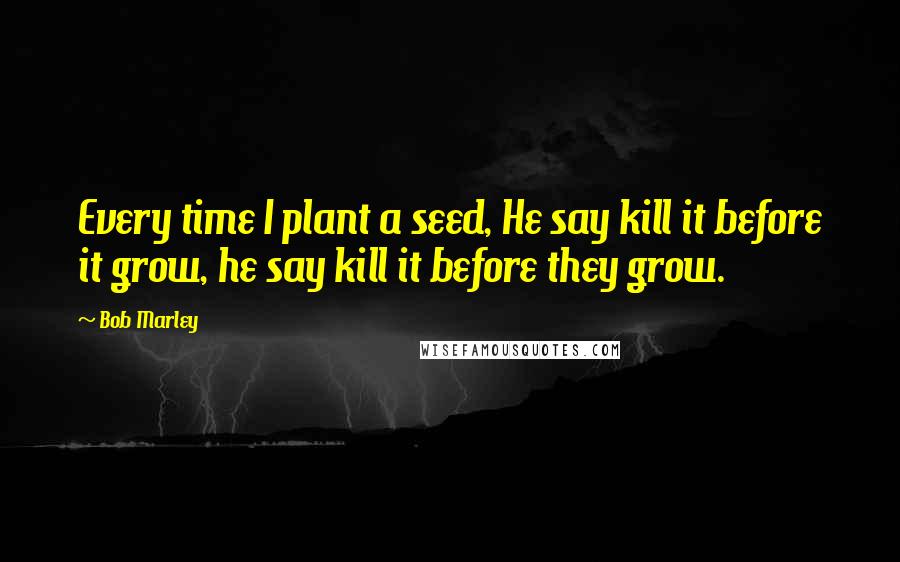 Bob Marley Quotes: Every time I plant a seed, He say kill it before it grow, he say kill it before they grow.