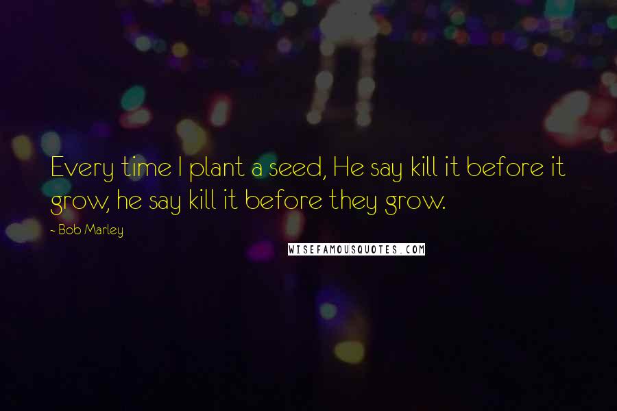 Bob Marley Quotes: Every time I plant a seed, He say kill it before it grow, he say kill it before they grow.