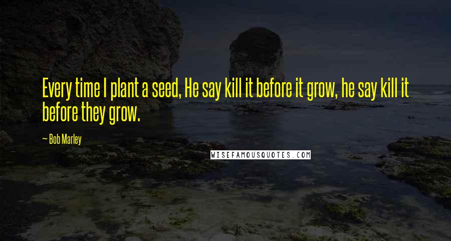 Bob Marley Quotes: Every time I plant a seed, He say kill it before it grow, he say kill it before they grow.