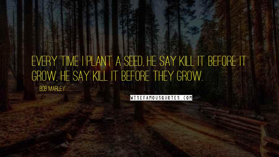 Bob Marley Quotes: Every time I plant a seed, He say kill it before it grow, he say kill it before they grow.