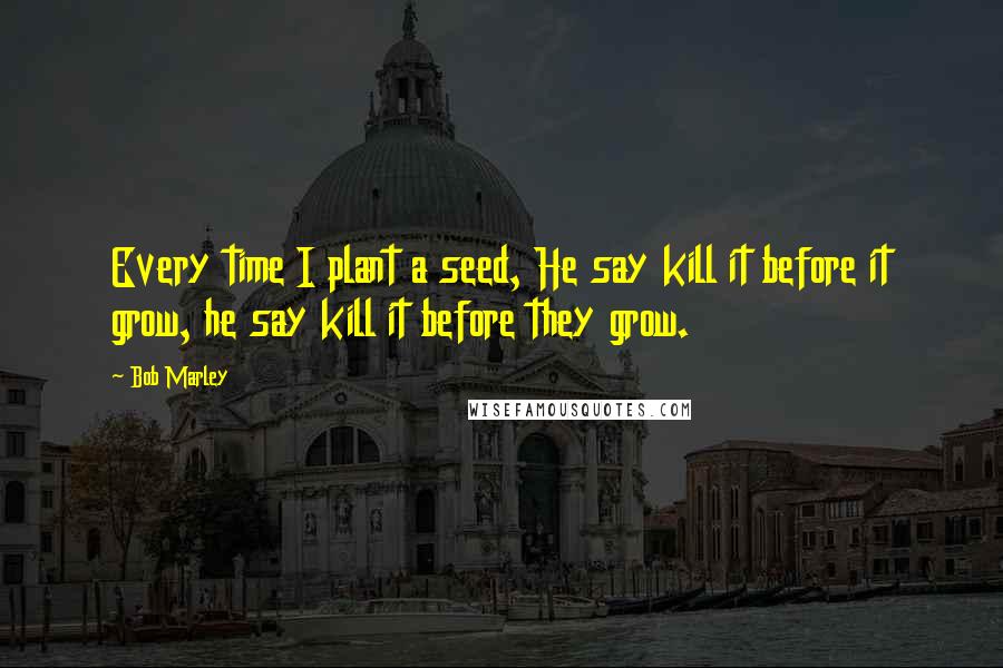 Bob Marley Quotes: Every time I plant a seed, He say kill it before it grow, he say kill it before they grow.