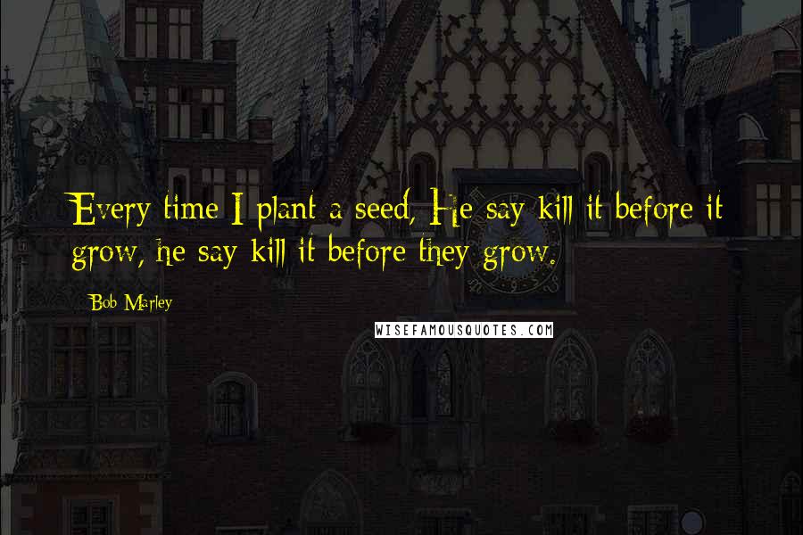 Bob Marley Quotes: Every time I plant a seed, He say kill it before it grow, he say kill it before they grow.