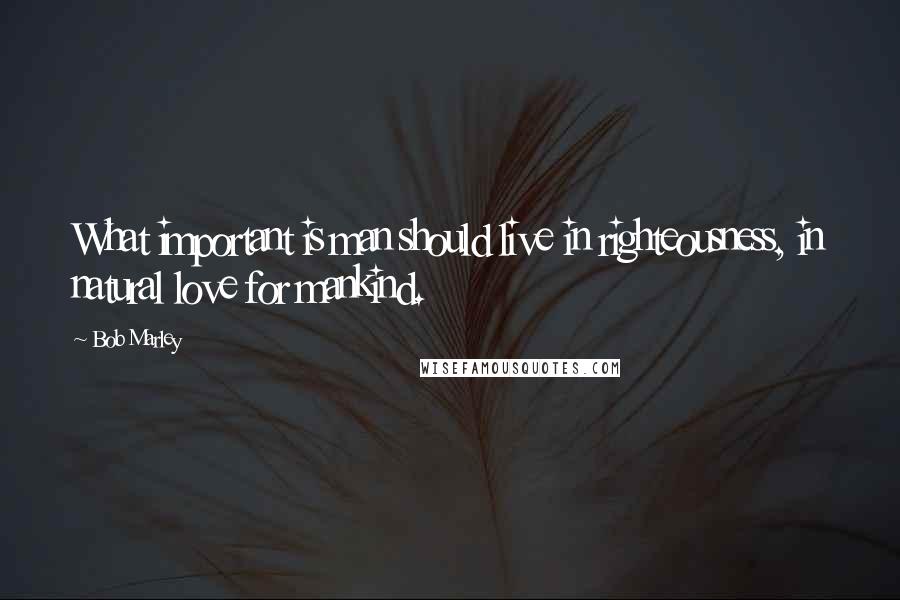 Bob Marley Quotes: What important is man should live in righteousness, in natural love for mankind.