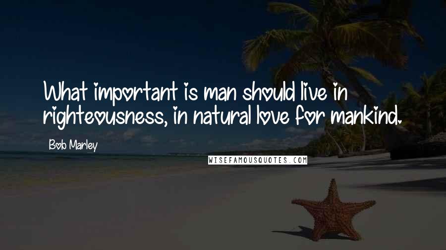 Bob Marley Quotes: What important is man should live in righteousness, in natural love for mankind.