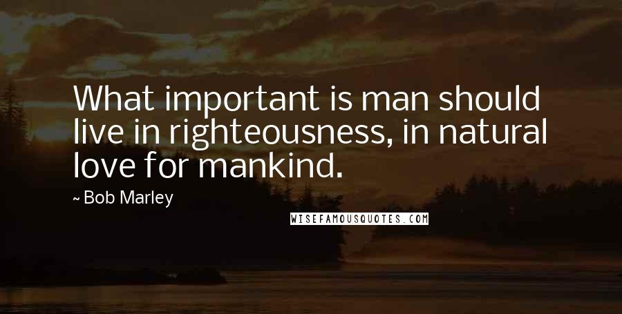 Bob Marley Quotes: What important is man should live in righteousness, in natural love for mankind.