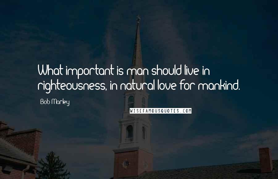 Bob Marley Quotes: What important is man should live in righteousness, in natural love for mankind.