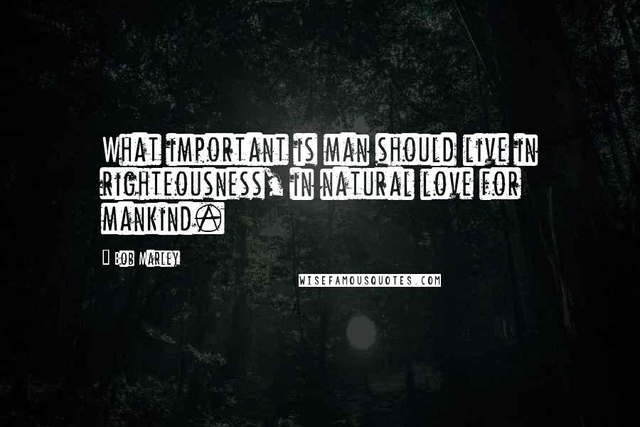 Bob Marley Quotes: What important is man should live in righteousness, in natural love for mankind.