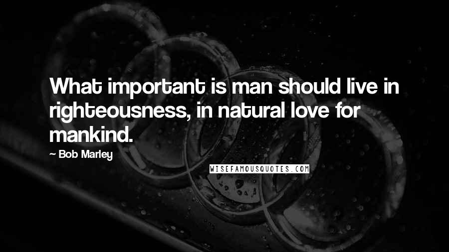 Bob Marley Quotes: What important is man should live in righteousness, in natural love for mankind.