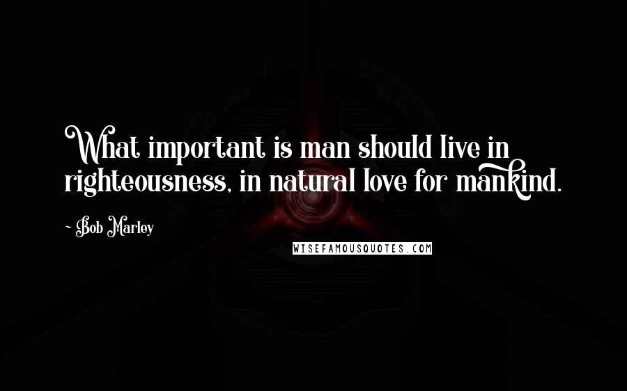 Bob Marley Quotes: What important is man should live in righteousness, in natural love for mankind.