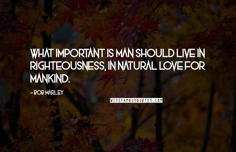 Bob Marley Quotes: What important is man should live in righteousness, in natural love for mankind.