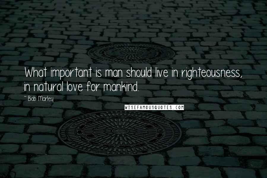 Bob Marley Quotes: What important is man should live in righteousness, in natural love for mankind.